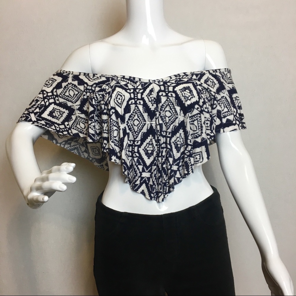 Navy & White Crop Top - Picture 1 of 8